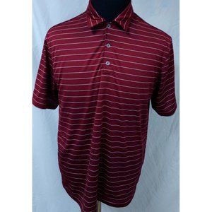 Nike Golf Dri Fit Medium Dark Red Stripe Short Sleeve Perforated Polo Shirt